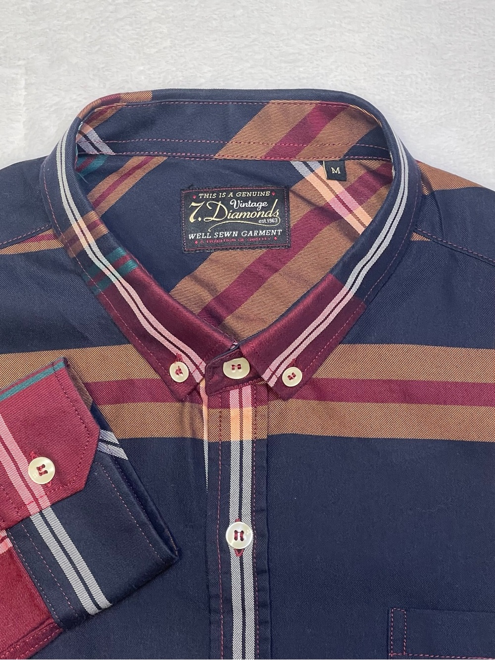 7 Diamonds Vintage London Calling Plaid Button Down Shirt Men's Medium